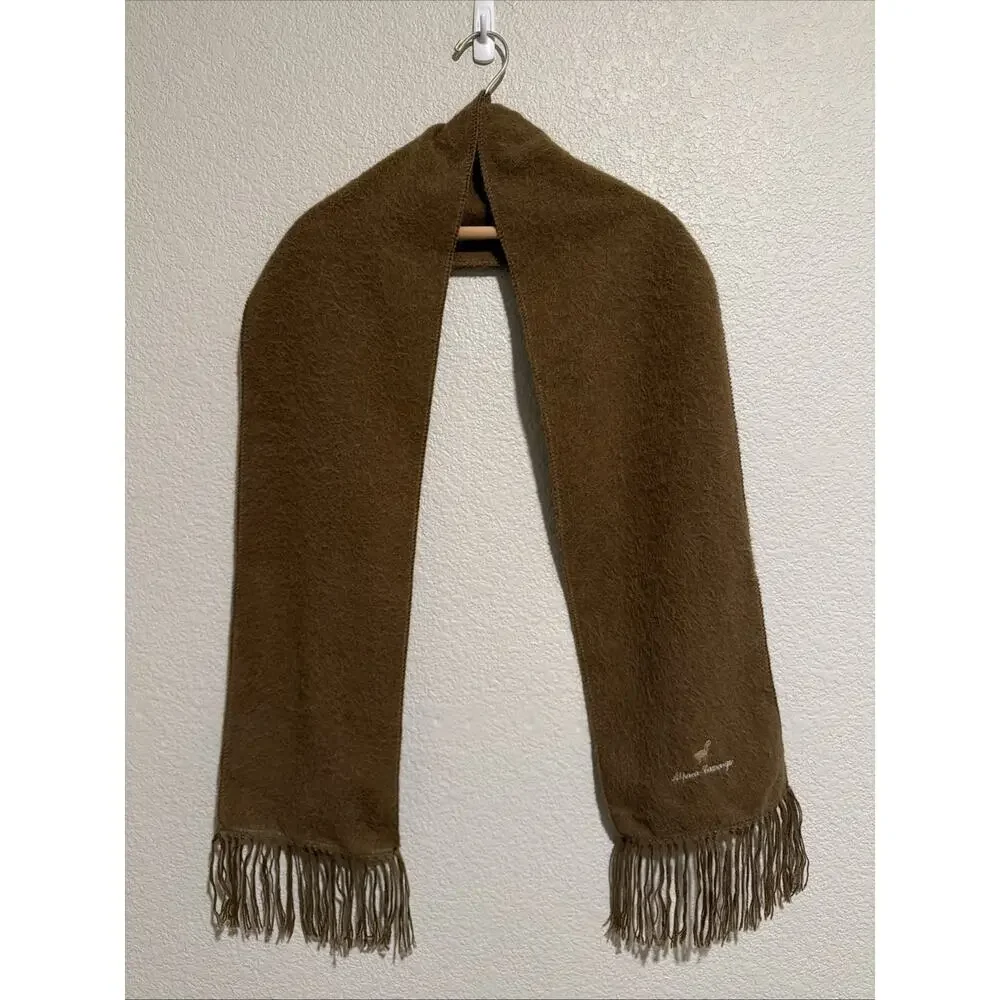 Alpaca Camargo Shawl Scarf Wrap Brown Fringe 70 X 9 Peru
